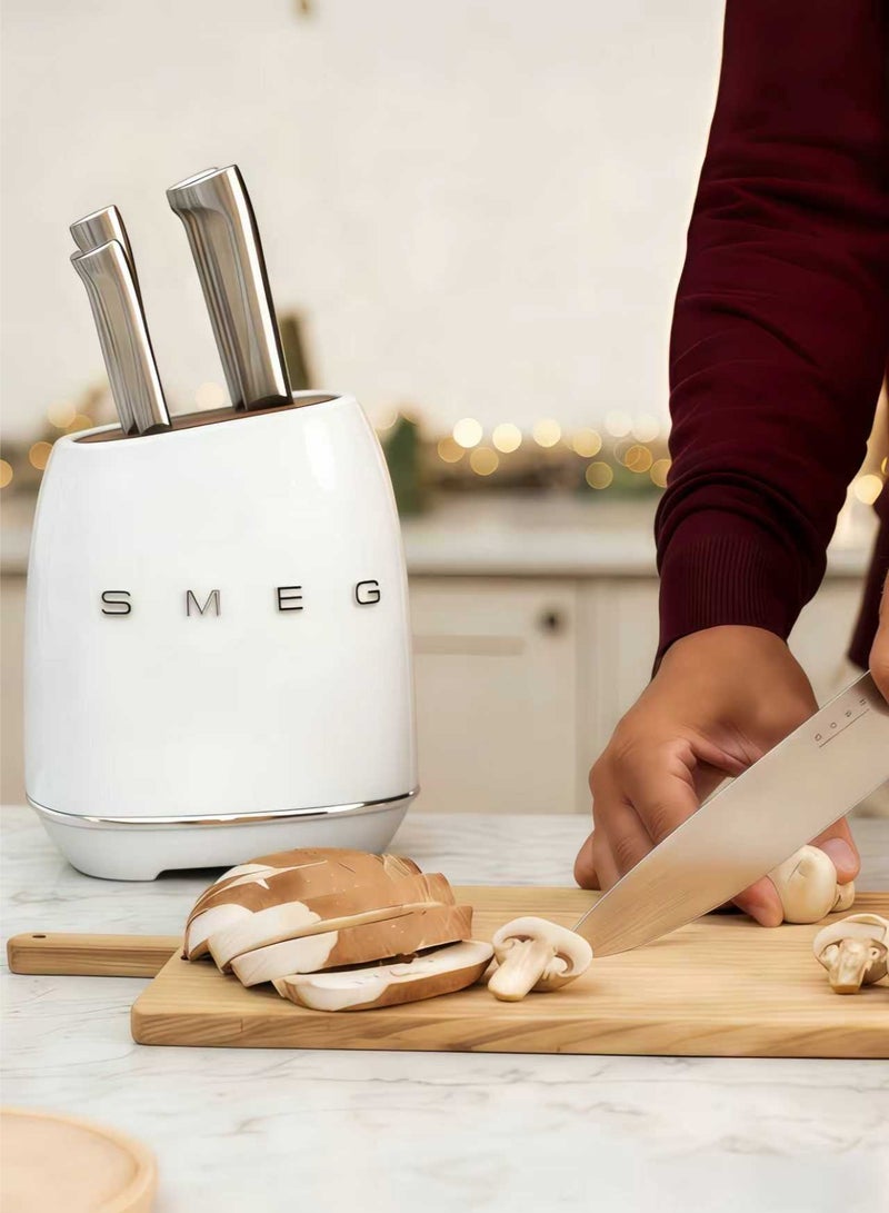 Smeg (white) stainless steel knife block set - Image 5