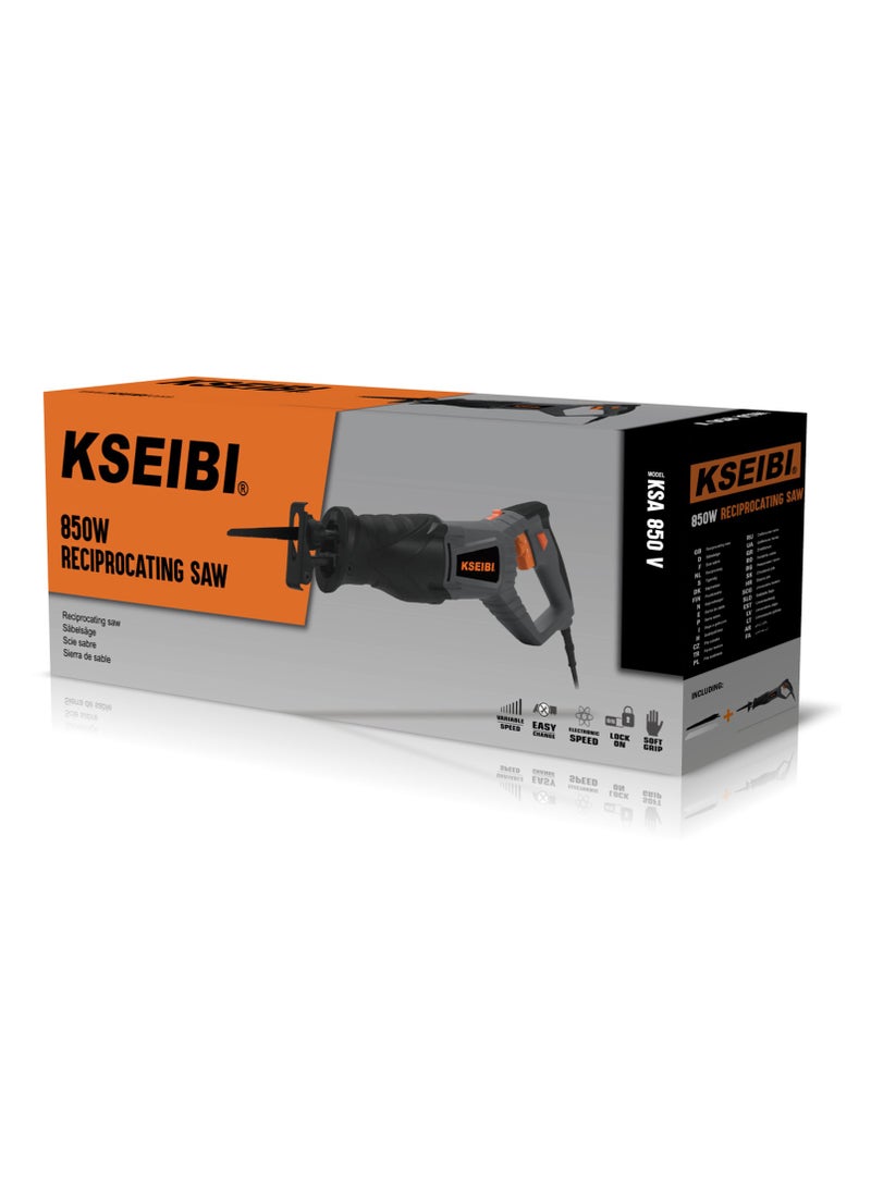 KSEIBI - Reciprocating Saw 850w, High Performance, Sawing Capacity in Wood 180 Mm, In Metal 30 Mm, 2 Saw Blade for Woods/Metal/Plastic Cutting, Plumbing, Demolition Work, Pruning and Landscaping, Metal Cutting - Image 1