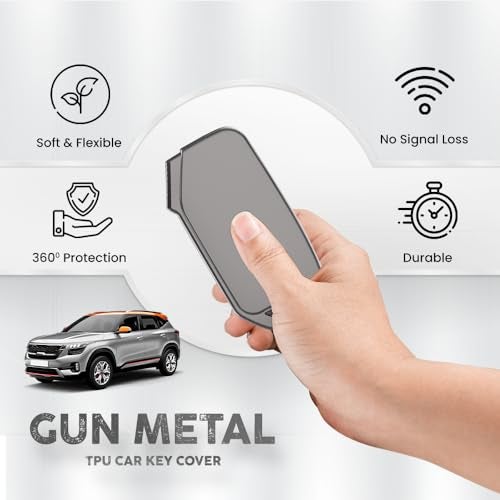Keyzone TPU Key Cover Compatible for Kia Carens Clavis, Seltos, Sonet, Carens 2023 Onwards Models 3 Button Flip Key (Gunmetal) - Image 5