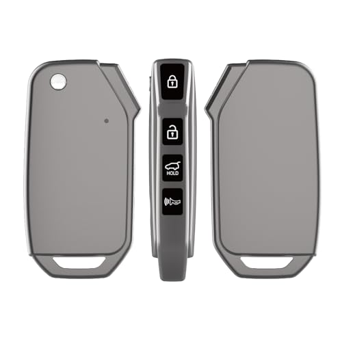Keyzone TPU Key Cover Compatible for Kia Carens Clavis, Seltos, Sonet, Carens 2023 Onwards Models 3 Button Flip Key (Gunmetal) - Image 1