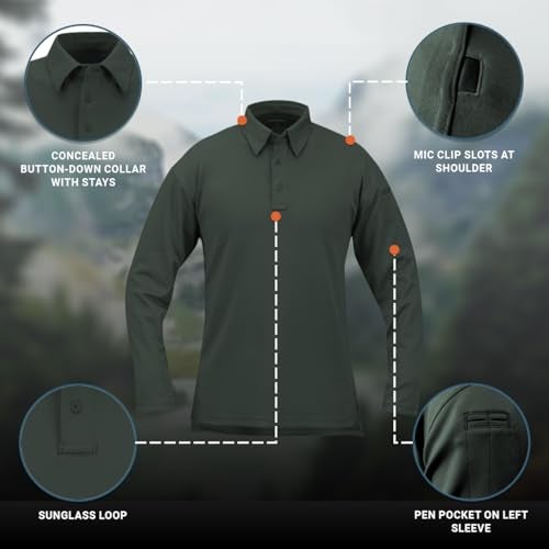 Propper I.C.E Men's Long Sleeve Performance Polo Shirt, Dark Green, 5X-Large - Image 4