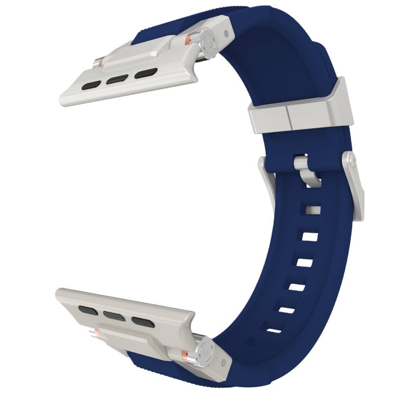 سوار ساعة ذكية سوار رياضي من السيليكون متوافق مع Apple Watch 42/44/45/49mm بملاءمة قابلة للتعديل وحزام بديل باللون فضي قابل للتعديل - Image 5