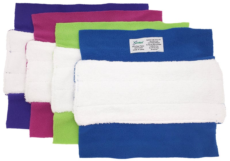 Xanitize Wet Mop Pads for Sweeper - 2 Sided Fleece & Terry Cloth - Washable Reusable by Xanitize (4-Pack) (Standard, Purple, Blue, Green, Pink) - Image 2