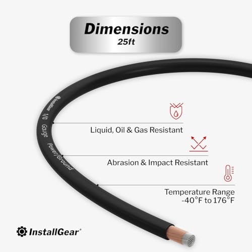 InstallGear 1/0 Gauge Wire (25ft) - Copper Clad Aluminum CAA Automotive Wire, Car Amplifier Power & Ground, Battery, Car Audio Speaker, RV Trailer Welding Cable - Image 3