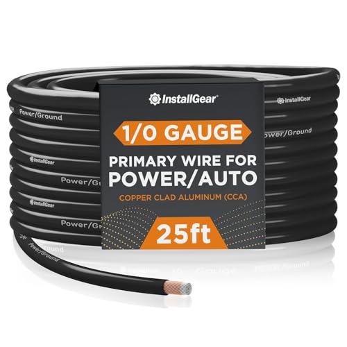 InstallGear 1/0 Gauge Wire (25ft) - Copper Clad Aluminum CAA Automotive Wire, Car Amplifier Power & Ground, Battery, Car Audio Speaker, RV Trailer Welding Cable - Image 1