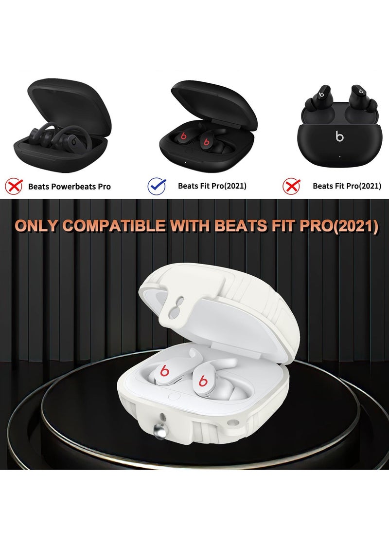 KASTWAVE Case for Beats Fit Pro, Silicone Protector Case for Apple Beats Fit Pro, with Beats Fit Pro 2021 Earbuds Armor Shockproof Protective, with Anti-Lost Lanyard Keychain (White)  - Image 3