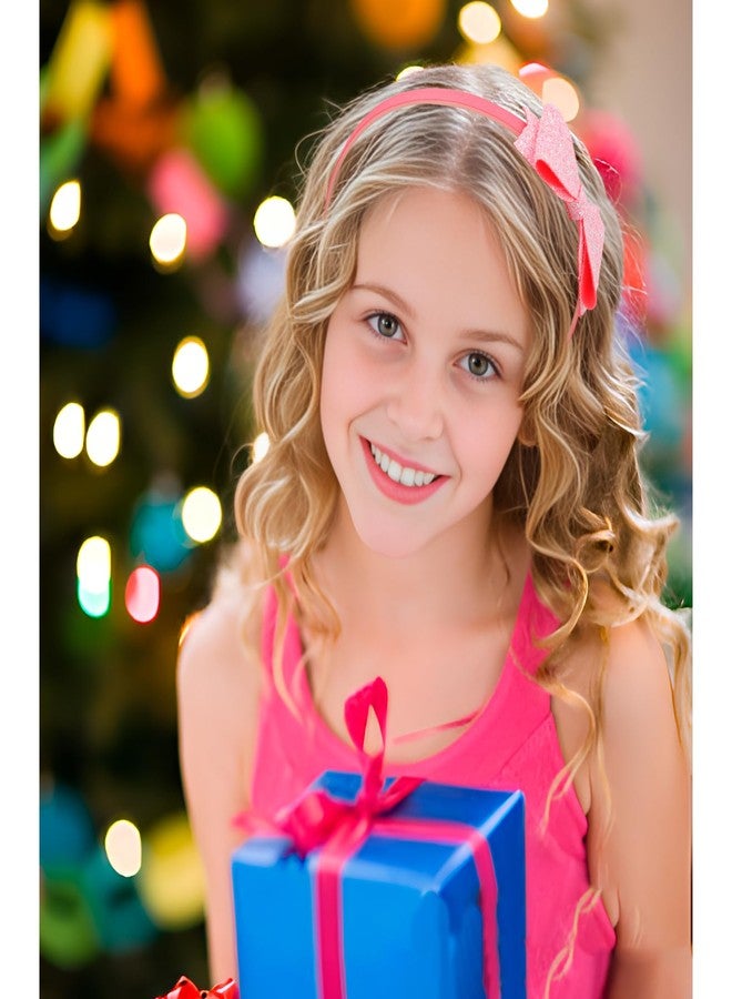 Semato 6 Pcs Glitter Headbands for Girls Hair Bows for Girls Hair Accessories Toddler Headband with Bow Little Girl - Image 4