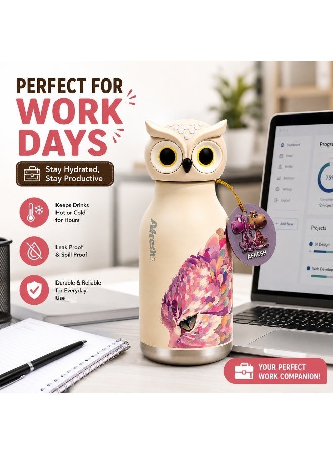 Twisoo Kids Water Bottle 450ml, Stainless Steel Insulated Bottle, 12–24 Hour Hot & Cold, Cartoon Animal Design, Straw Lid for School 316 Stainless Steel Cartoon Animal Lid Double Wall Vacuum - Image 2