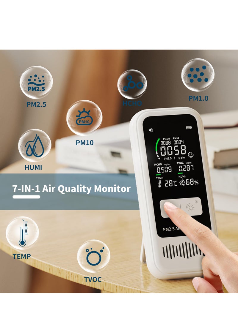 Air Quality Monitor Tester, Portable Air Quality Detector with LCD Digital Display, CO2, Formaldehyde,Temperature, Humidity Detector, PM2.5/1.0/10 HCHO TVOC Tester - Image 3
