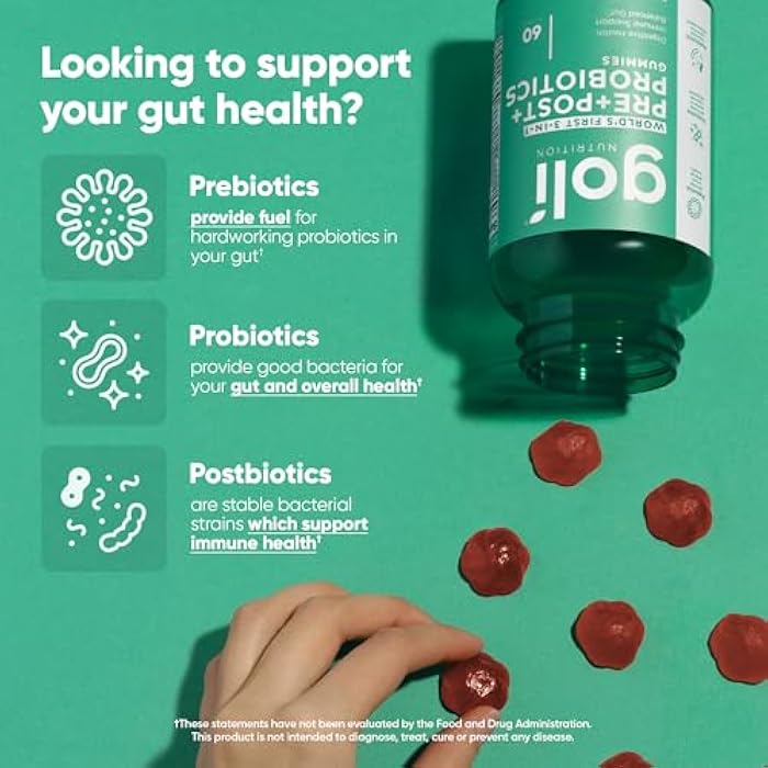 Goli Pre Pro Postbiotic Gummies - Worlds First 3-in-1 Formula with DE111 Probiotics, XOS Prebiotics, MCC1849 Postbiotics - Vegan, Non-GMO, Gluten-Free - Image 2