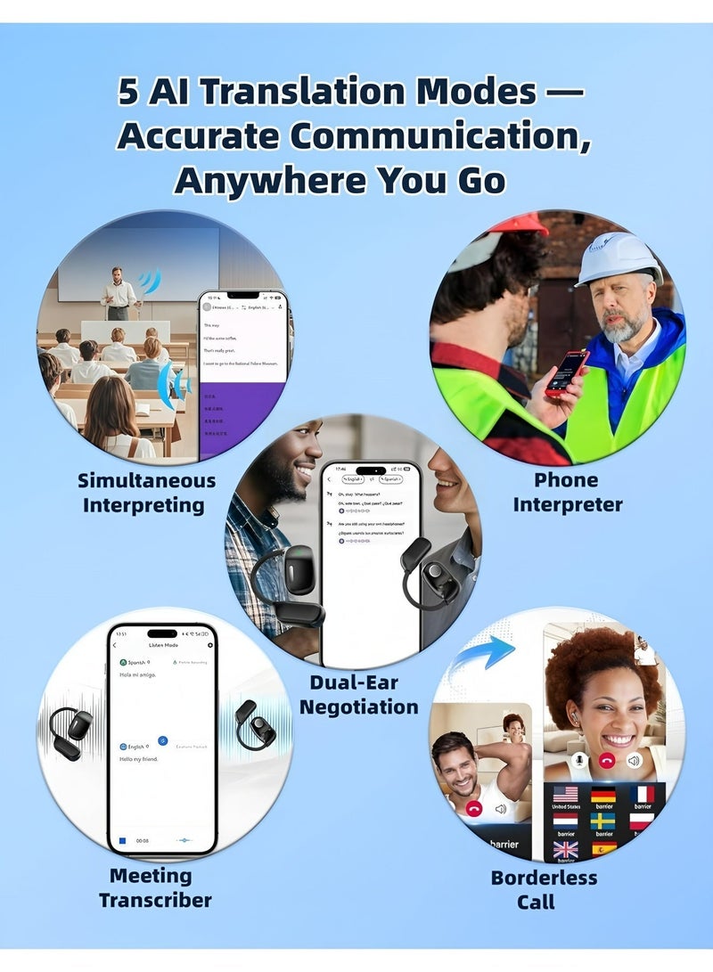 أبلينم سماعات أذن AI Translation ترجمة فورية مع 134 لغة تدعم دقة 98% في 0.2 ثانية، بلوتوث 5.4/ANC/100H عمر البطارية مع شاشة عالية الدقة للسفر/الاجتماعات لنظامي التشغيل Android وIOSسماعات أذن AI Translation ترجمة فورية مع 134 لغة تدعم دقة 98% في 0.2 ثانية، بلوتوث 5.4/ANC/100H عمر البطارية مع شاشة عالية الدقة للسفر/الاجتماعات لنظامي التشغيل Android وIOS - Image 4