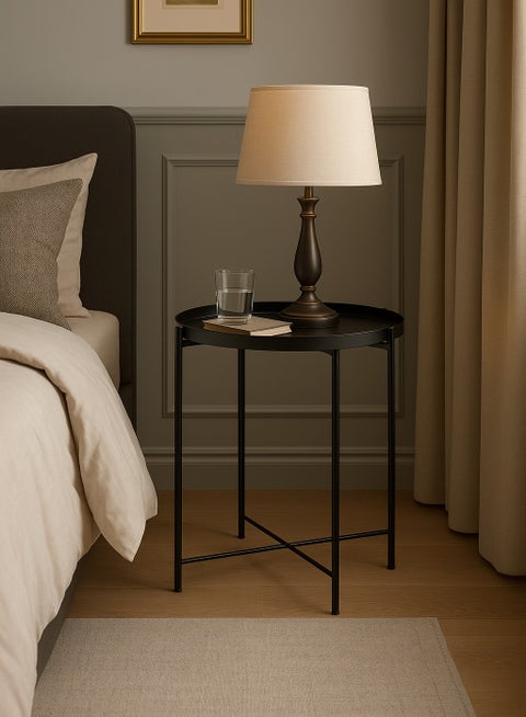 Round Steel Table Black 45x53x45cm