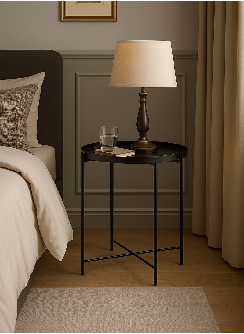 ALMUFARREJ Round Steel Table Black 45x53x45cm  - Image 1