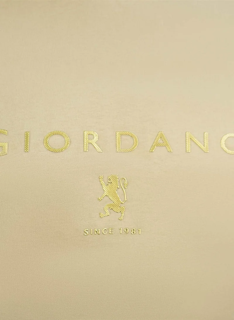 GIORDANO  Men's Cotton Signature Print Slim Fit Tee for Men | Best Price UAE