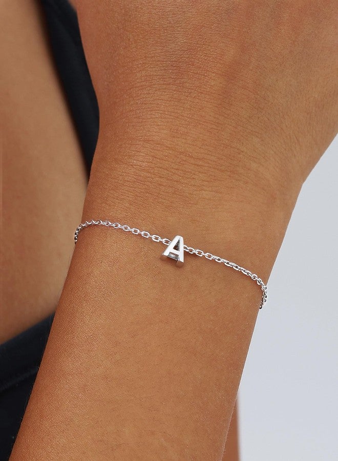 ChicSilver Initial Bracelets for Women Dainty 925 Sterling Silver Initial Bracelet Minimalist Letter Bracelet for Women Bracelet with Initials A Alphabet Jewelry - Image 2