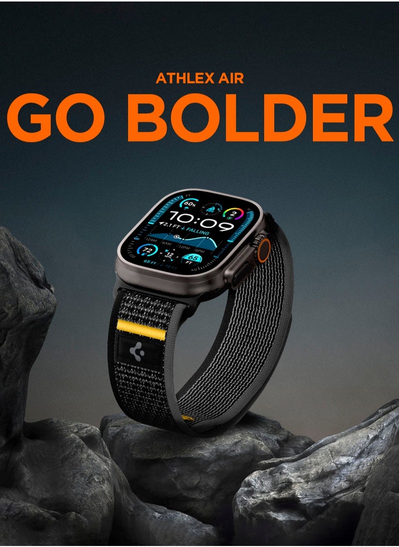 Spigen - Athlex Air Apple Watch Band for Apple Watch Ultra 2/1 49mm, Series 10 46mm, 9/8/7 45mm, SE2/SE/6/5/4 44mm, 3/2/1 42mm Adjustable Loop Band Strap - Active Black - Image 1