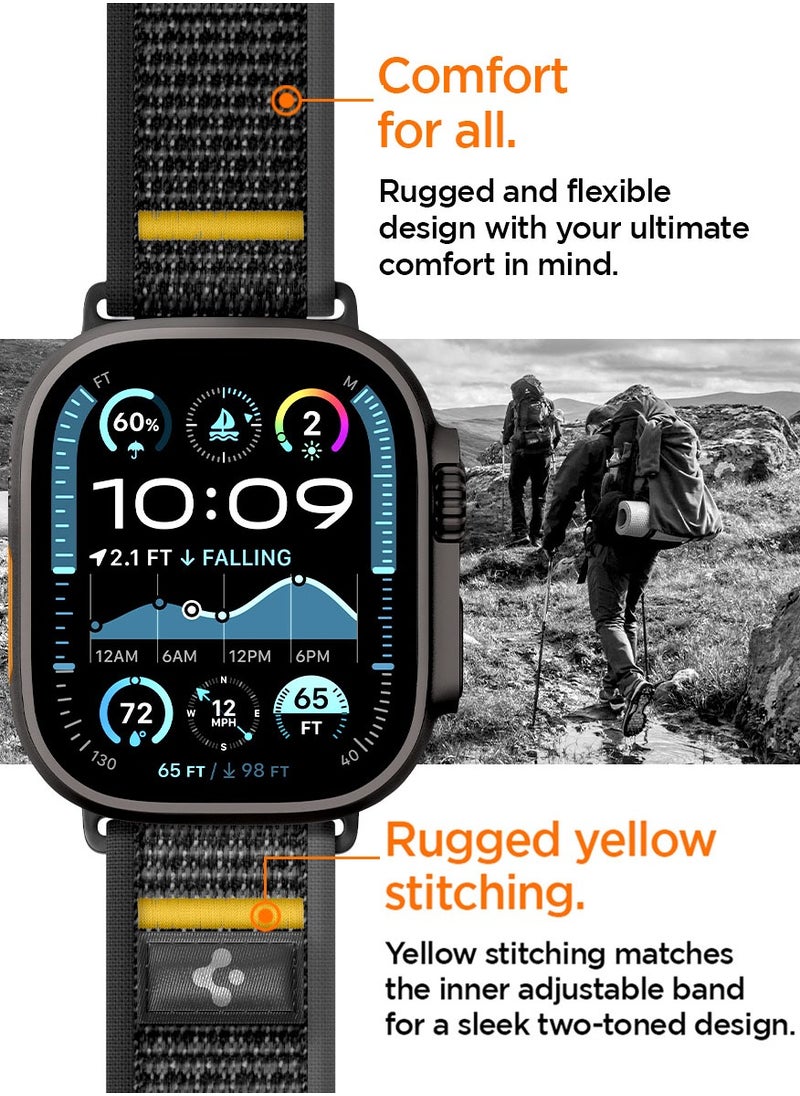 Spigen - Athlex Air Apple Watch Band for Apple Watch Ultra 2/1 49mm, Series 10 46mm, 9/8/7 45mm, SE2/SE/6/5/4 44mm, 3/2/1 42mm Adjustable Loop Band Strap - Active Black - Image 1