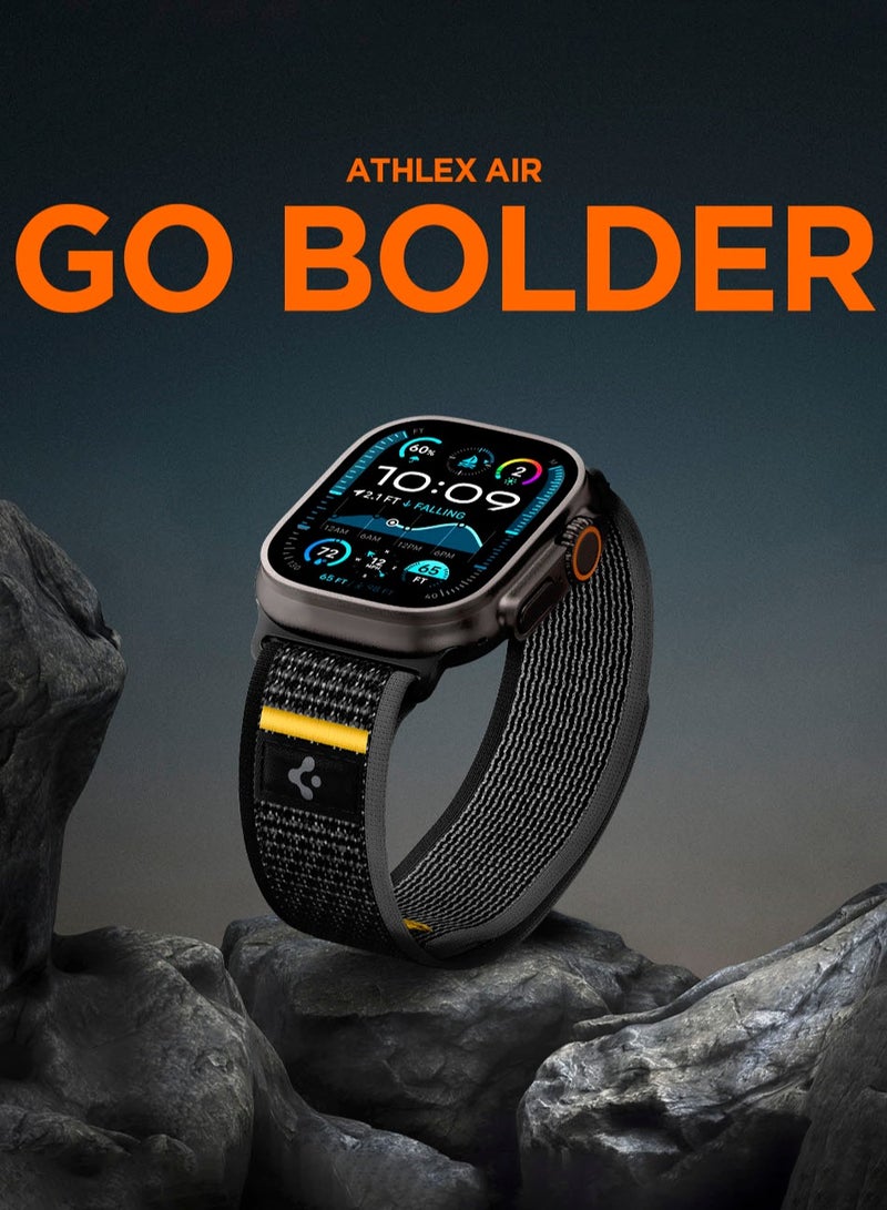 Spigen حزام ساعة آثليكس إير لساعة آبل ووتش ألترا 2/1 49 مم، سلسلة 10 46 مم، 9/8/7 45 مم، SE2/SE/6/5/4 44 مم، 3/2/1 42 مم حزام حلقة قابلة للتعديل - أسود نشط - Image 3