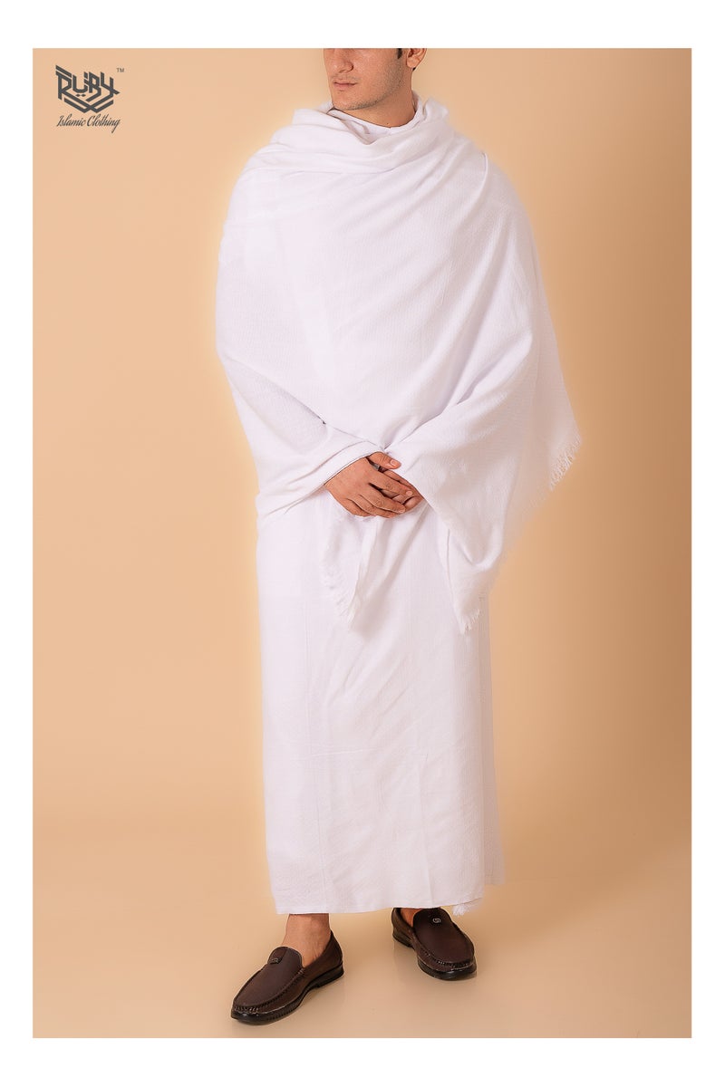 RUBY ISLAMIC CLOTHING Men's Ihram for Hajj and Umrah, Ultra Soft, Sweat Absorbent, 2 Piece Ihram Set|Comfortable & Lightweight |Pilgrimage Essentials |Ultra-Comfort for Hajj & Umra - Image 3