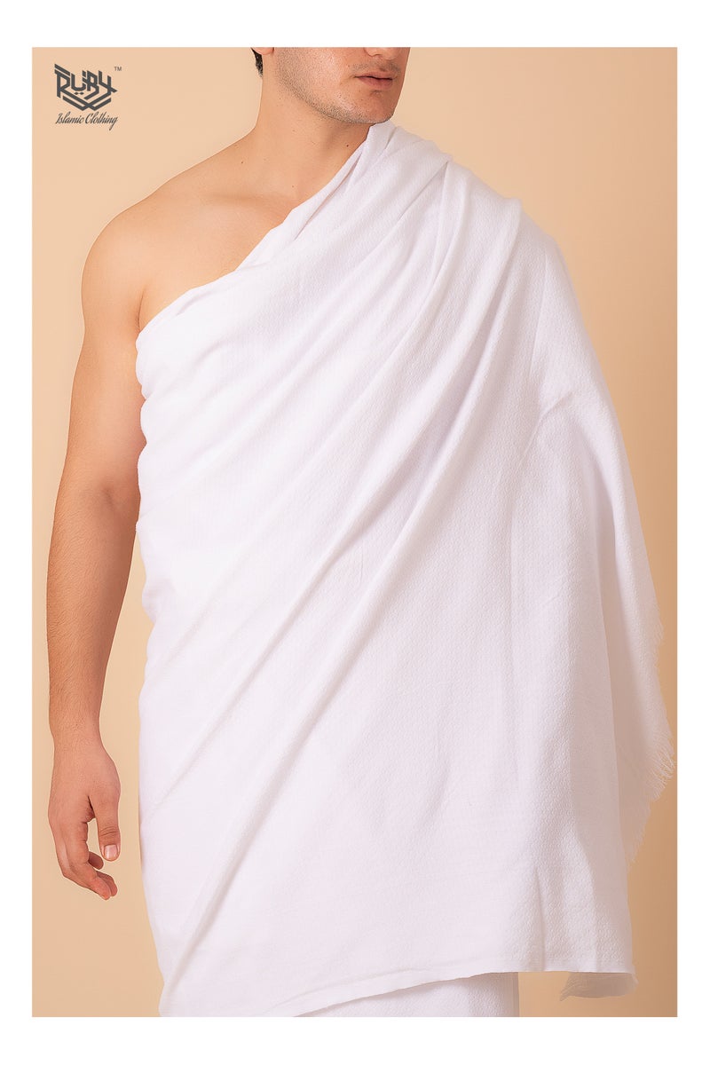 RUBY ISLAMIC CLOTHING Men's Ihram for Hajj and Umrah, Ultra Soft, Sweat Absorbent, 2 Piece Ihram Set|Comfortable & Lightweight |Pilgrimage Essentials |Ultra-Comfort for Hajj & Umra - Image 2