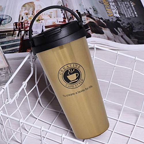 SEASPIRIT Stainless Steel Coffee Mug Insulated Coffee Cups Double Walled Travel Mug Vacuum Insulationwith Leakproof Lid Reusable Thermal Cup for Hot Cold Drinks Coffee Tea Beer BlackGolden 2 - Image 3