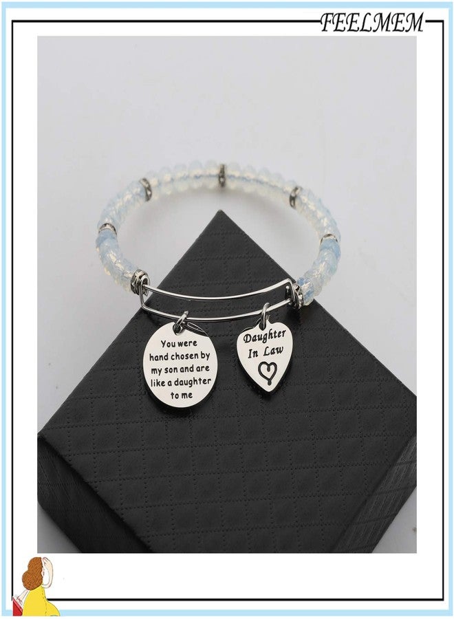 FEELMEM Daughter-in-Law Bracelet You Were Hand Chosen By My Son And Are Like A To Me Bangle Bracelet Gift for Daughter In Lawss … (Beaded bracelet) - Image 3