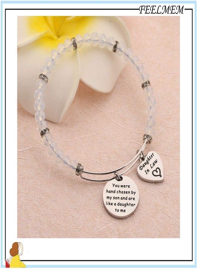 FEELMEM Daughter-in-Law Bracelet You Were Hand Chosen By My Son And Are Like A To Me Bangle Bracelet Gift for Daughter In Lawss … (Beaded bracelet) - Image 2