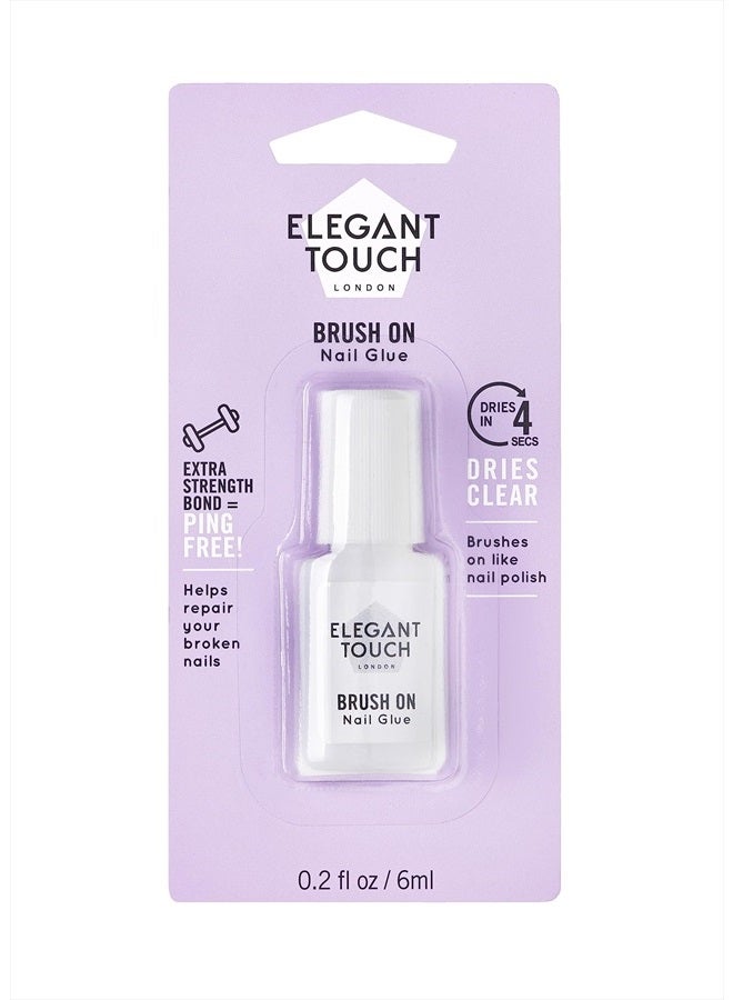 ELEGANT TOUCH Brush On Nail Glue Clear 6ml - Image 1