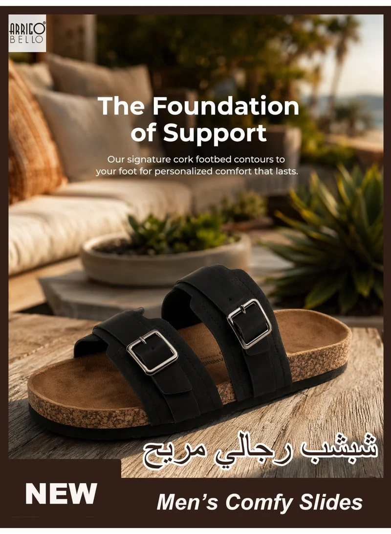 ARRIGO BELLO black ARRIGO BELLO  Men's Double Buckle Footbed Clogs Sandals Comfortable Adjustable Dressy Open Toe Casual Non Slip Summer Shoes for Men | Best Price UAE