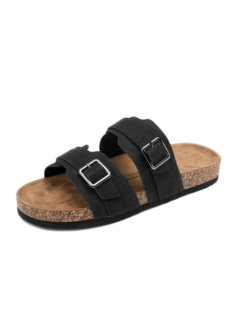ARRIGO BELLO  Men's Double Buckle Footbed Clogs Sandals Comfortable Adjustable Dressy Open Toe Casual Non Slip Summer Shoes