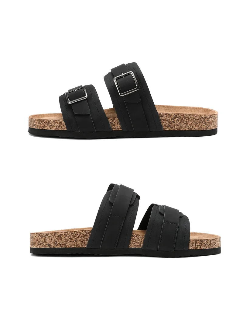 ARRIGO BELLO black ARRIGO BELLO  Men's Double Buckle Footbed Clogs Sandals Comfortable Adjustable Dressy Open Toe Casual Non Slip Summer Shoes for Men | Best Price UAE