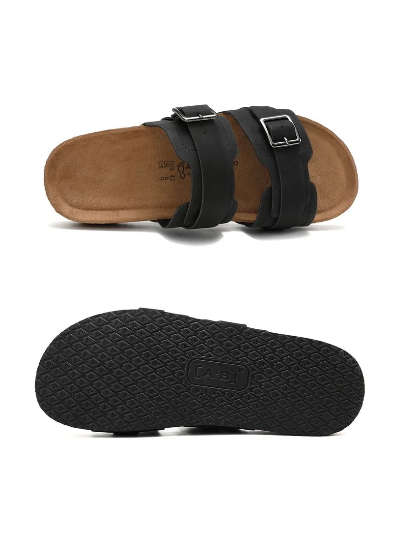 ARRIGO BELLO black ARRIGO BELLO  Men's Double Buckle Footbed Clogs Sandals Comfortable Adjustable Dressy Open Toe Casual Non Slip Summer Shoes for Men | Best Price UAE