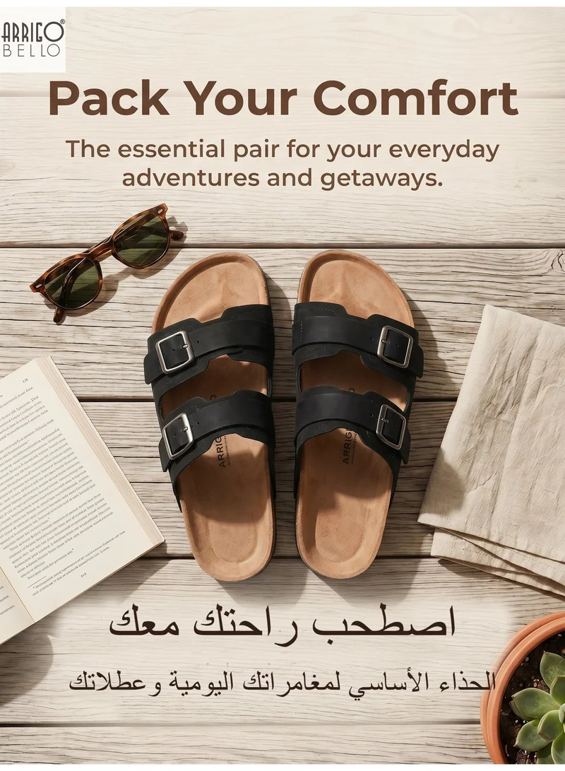 ARRIGO BELLO black ARRIGO BELLO  Men's Double Buckle Footbed Clogs Sandals Comfortable Adjustable Dressy Open Toe Casual Non Slip Summer Shoes for Men | Best Price UAE