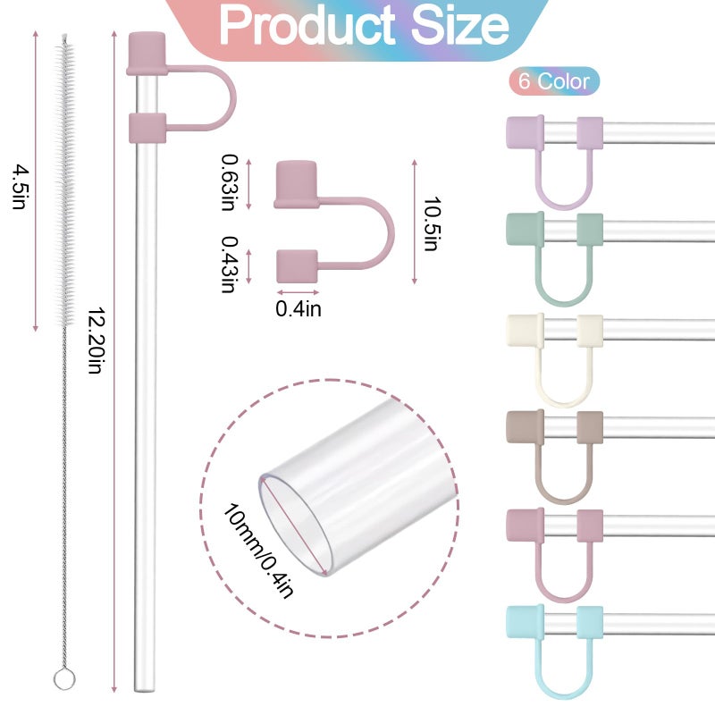 GGDECA Clear Replacement Straw with Covers for Stanley 40&30 oz Cup, 10mm Reusable Straws with Cleaning Brush, Accessories for Stanley Tumbler - Image 2