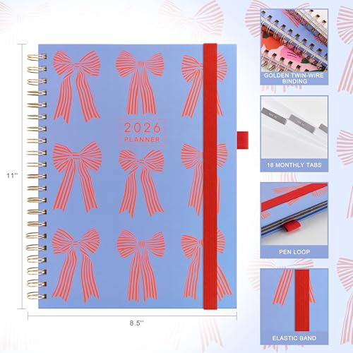 &And Per Se And Per Se 2026 Planner, A4 Size-Daily, Weekly & 18-Monthly Planner, Daily Schedule, Monthly Tabs, 100 GSM Thick Paper(Bowknot Pattern) - Image 2