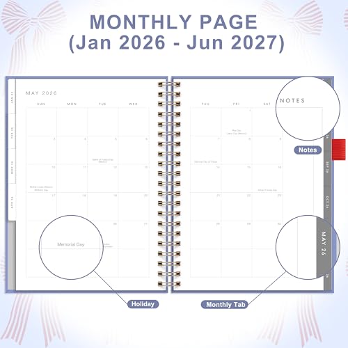 &And Per Se And Per Se 2026 Planner, A4 Size-Daily, Weekly & 18-Monthly Planner, Daily Schedule, Monthly Tabs, 100 GSM Thick Paper(Bowknot Pattern) - Image 3