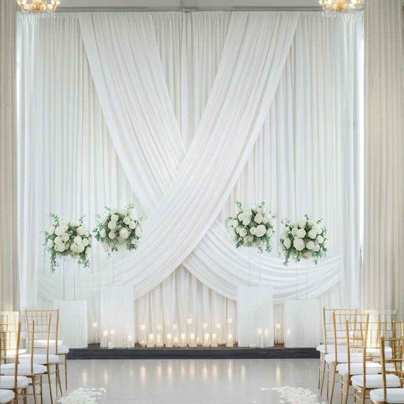 NSSONBEN 10ft×20ft Ivory Ceiling Drapes for Weddings Parties,2 Panels 5×20ft Long Ceiling Curtain for Tent Canopy,Wrinkle Free Silk Easy to Draping&Hang Ivory Drapes for Event Church Stage Photo Bedroom - Image 4