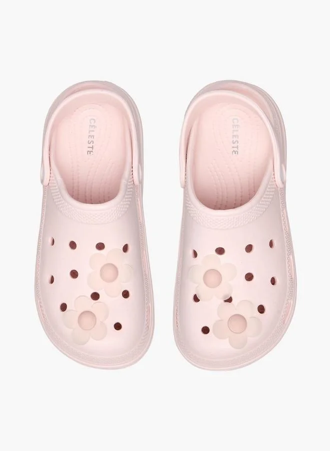 Celeste Women Floral Accent Backstrap Clogs