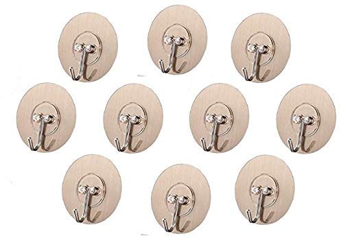 SEMITO Self Adhesive Wall Hook For Bath towel kitchen accessories and many other home kitchen Bathroom and office item oil dust and Waterproof Material Heavy Duty Round Shape Pack Of 10 Sticker Hook - Image 1