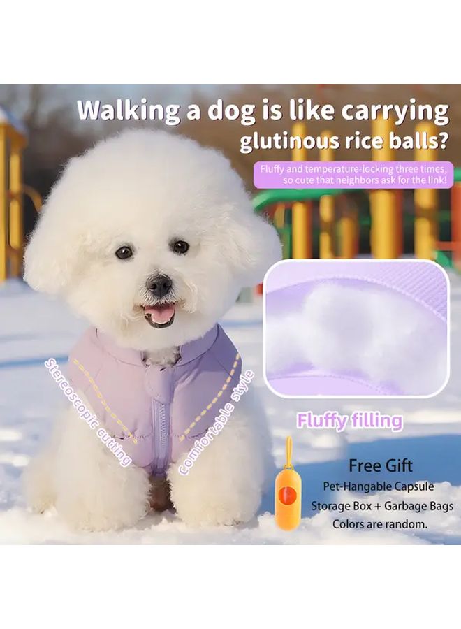 Purple Pet Jacket With Elastic Waistband Zipper And Night Light For Small Medium Dogs Cats - Image 3