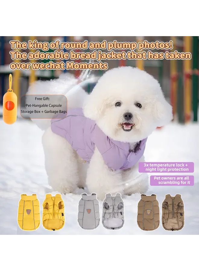 Purple Pet Jacket With Elastic Waistband Zipper And Night Light For Small Medium Dogs Cats - Image 1