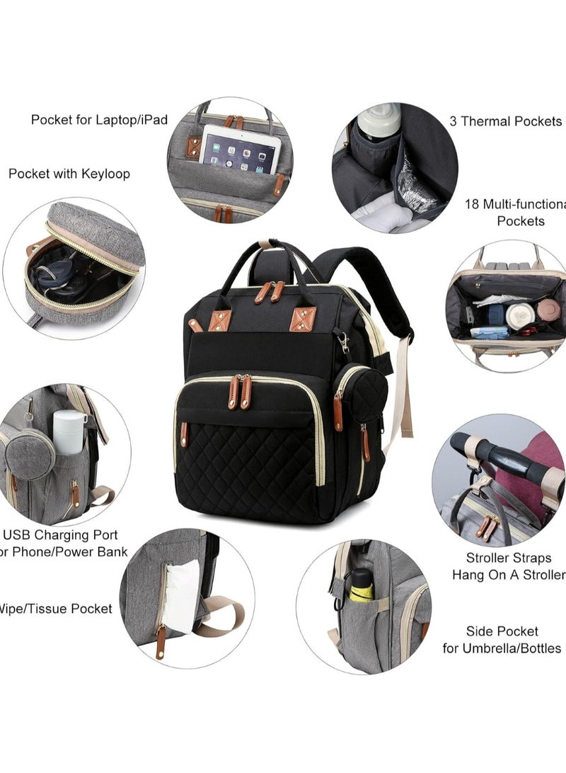 Huitich Multifunction Travel Back Pack Maternity Baby Changing Bags Large Capacity Waterproof and Stylish Black - Image 5