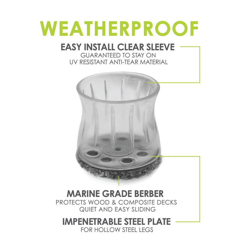 Slipstick Gorillaoutdoor Berber Furniture Feet Pads With Clear Sleeve Sock (4 Pack) Outdoor Furniture Sliders For Round & Square Legs  Large - Image 2