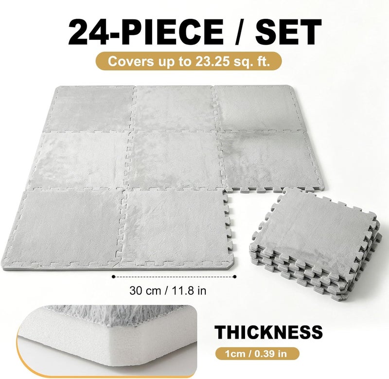 Roixeeds 24 Pack EVA Interlocking Foam Floor Tiles, 11.8"x11.8"x0.4" Protective Gym Flooring Mats, Non-Slip Puzzle Exercise Mat for Home Gym, Garage, Playroom, Aerobic Bike - Image 3