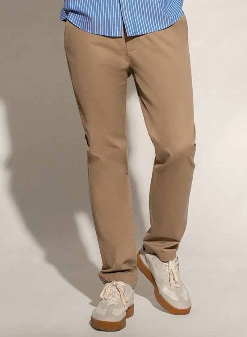 Men’s Slim Tapered Stretch Twill Khakis with Elastic Waist