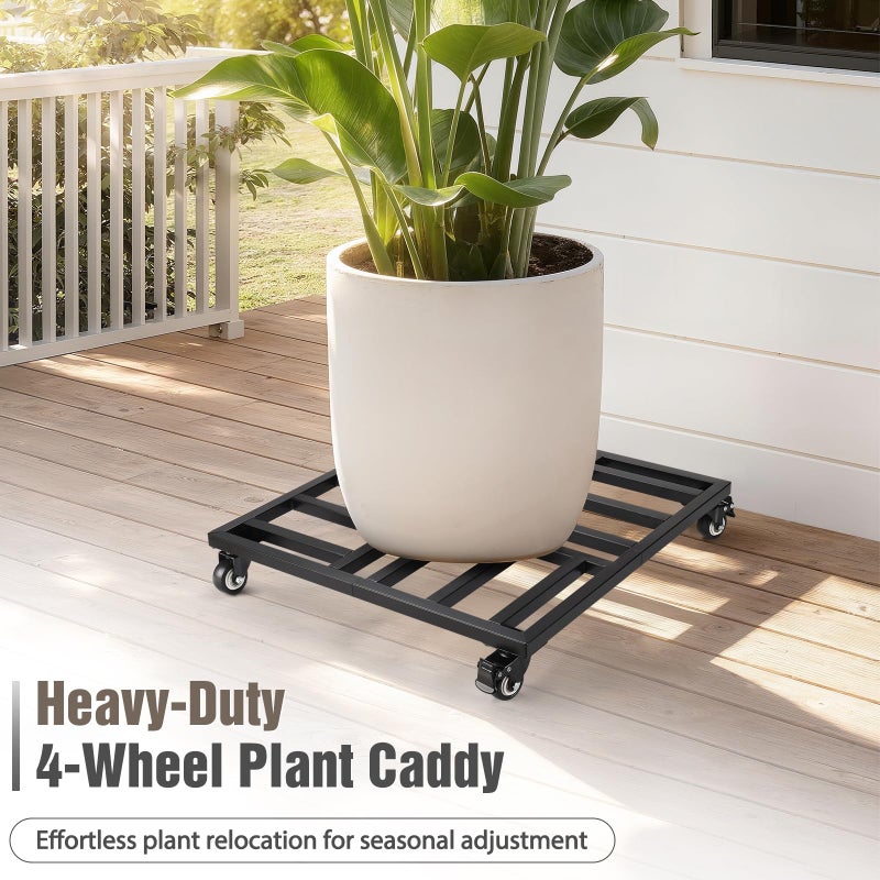 AugFir 22" Plant Caddy with Wheels Heavy Duty, 600lbs Rolling Metal Plant Stand, Square Plant Dolly with Lockable Caster Wheels for Large Planter Pots, Heavy Objects, Ideal for Indoor and Outdoor Use - Image 3