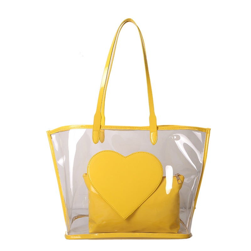 Jelly Shoulder Bag Large Capacity Color-block Heart Mother-Child - Image 5