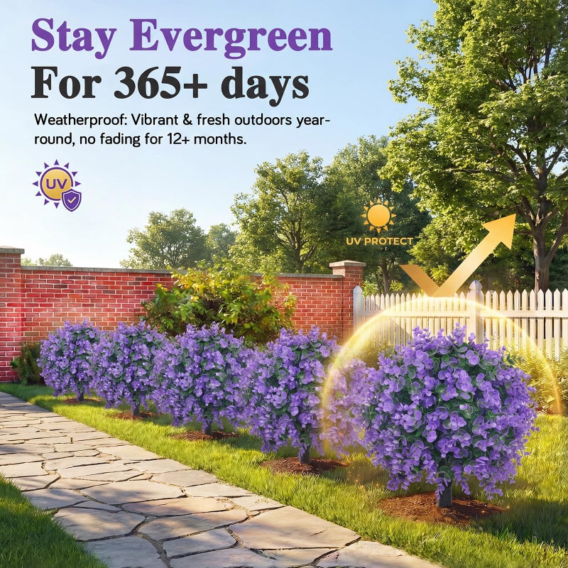 PATIO CHOICE Artificial Topiary Boxwood Ball Trees with Lavender Set of 2 22" Artificial Faux Plants Realistic Bushes Fake Shrubs Decorations for Outdoor Indoor Front Porch Garden (Purple, 22in) - Image 5