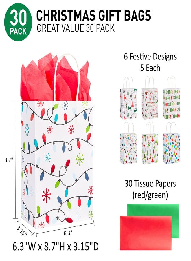 SUNCOLOR 30 Small Christmas Gift Bags With Tissue paper - Image 3
