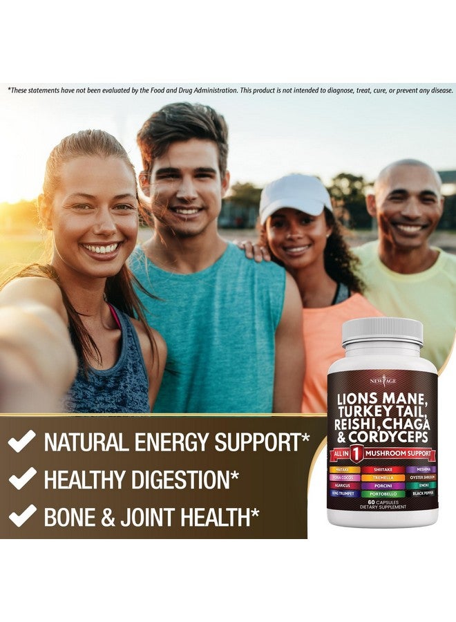NEW AGE Lions Mane Mushroom Supplement with Turkey Tail Reishi Cordyceps Chaga with Marshmallow Root - 120 Count - Image 4
